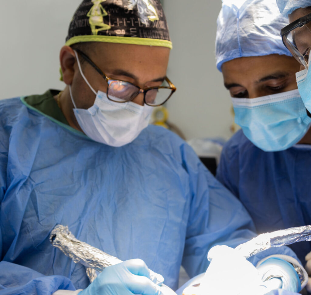 Doctor with a dental tools in surgery
